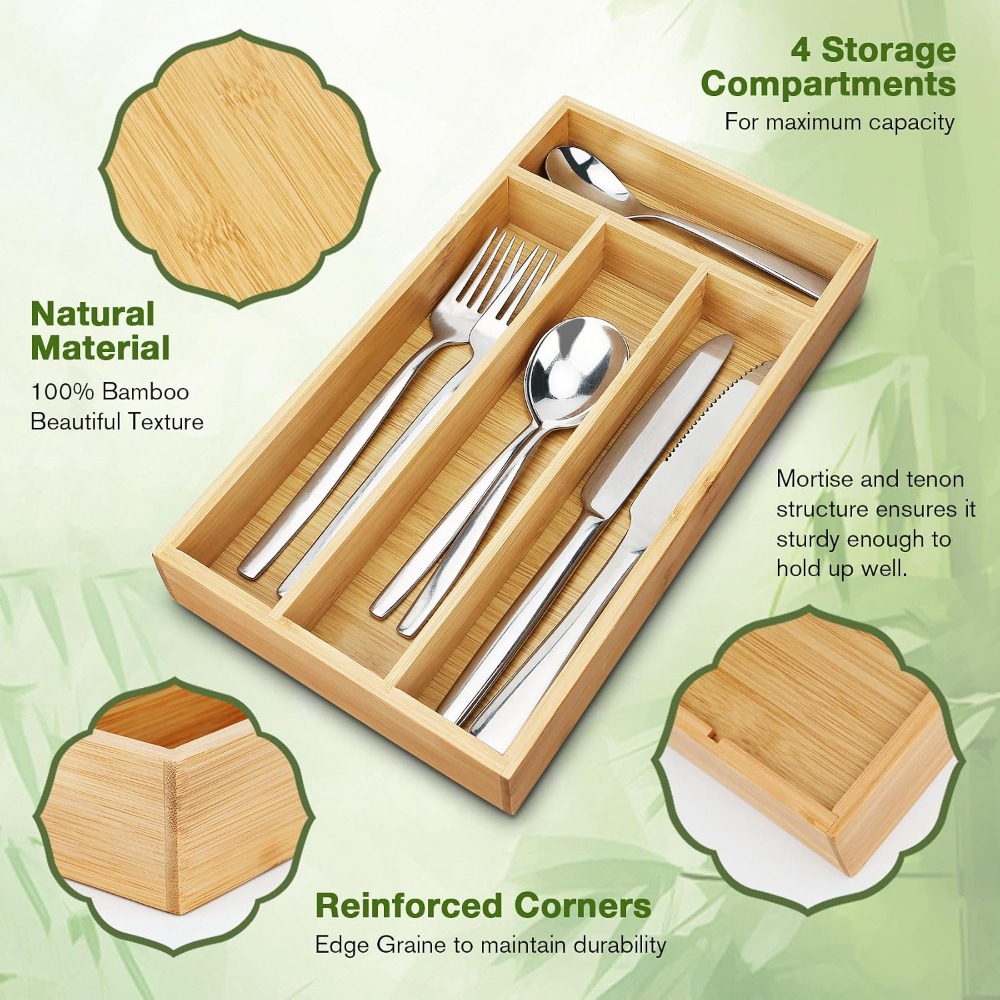 Drawer Organizer Bamboo - Самый продаваемый компактный органайзер для столовых