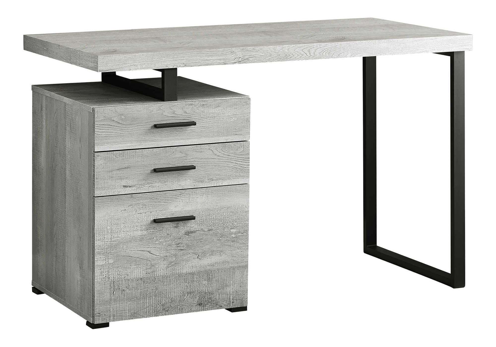 Desk Setup Grey - Компьютерный стол с тумбой для документов