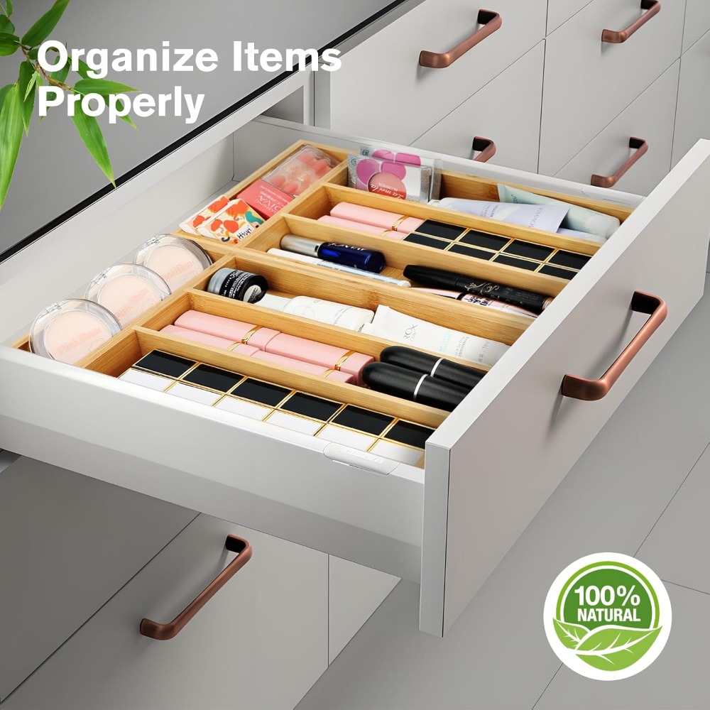 Прочный бамбуковый органайзер  – обзор и цена Drawer Organizer Bamboo
