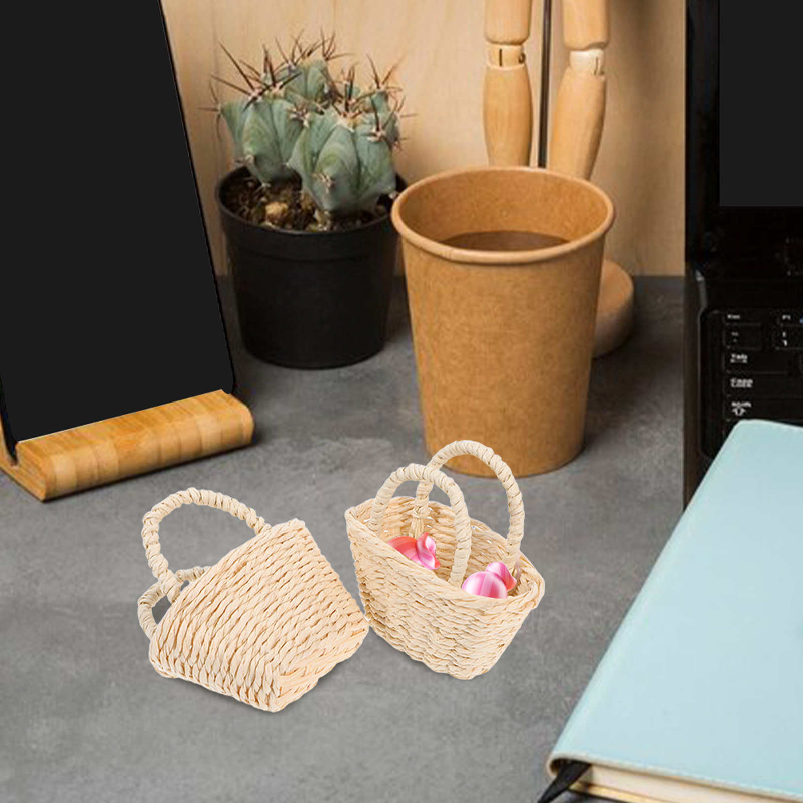 2 шт. миниатюрных плетеных кор – обзор и цена Desk Setup Small Space