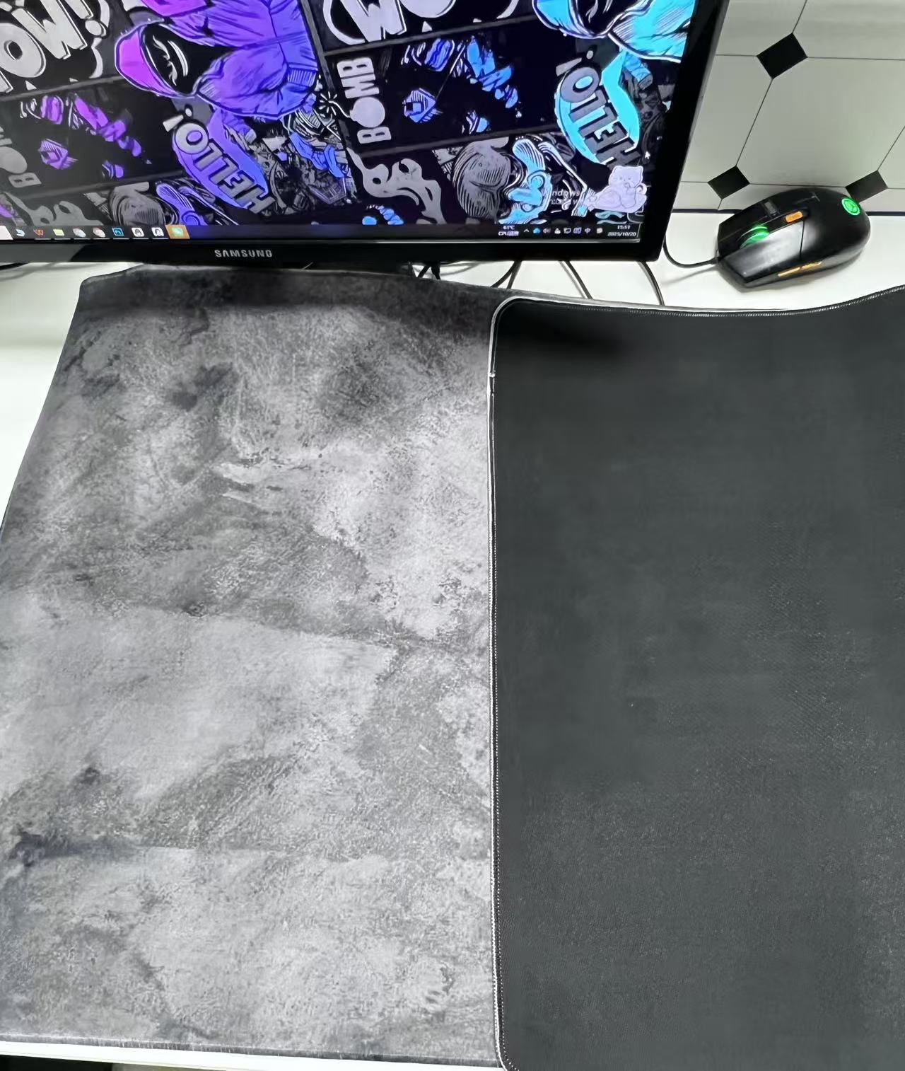 Серый мраморный большой коврик – обзор и цена Desk Setup Grey