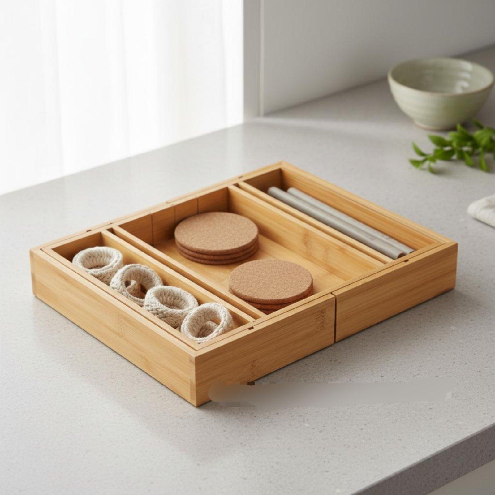 Регулируемый бамбуковый органа – обзор и цена Drawer Organizer Bamboo